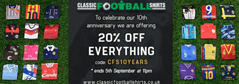 The world's largest selection of classic footie shirts - ALL ON SALE - for one week only..!