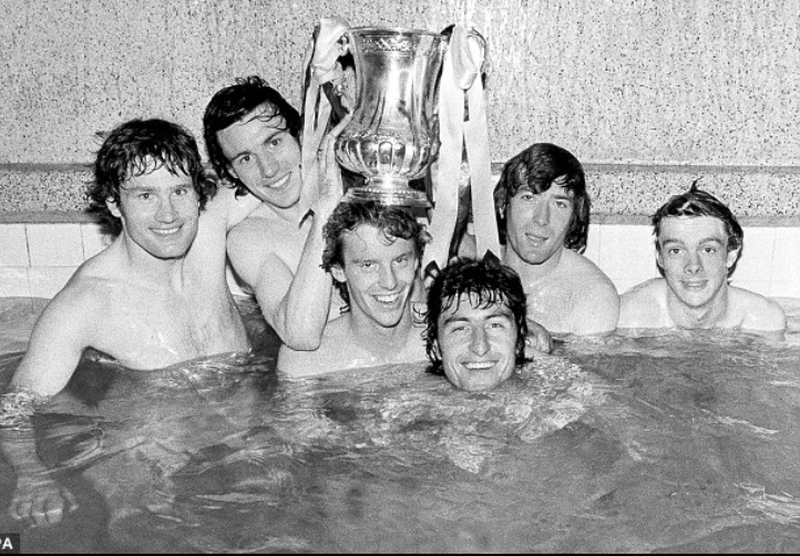Pat with some other happy Gunners after winning the FA Cup in 1979