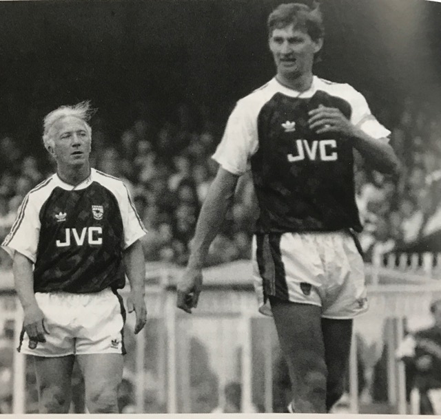 Geordie with Tony Adams playing in the Ray Kennedy Benefit Match