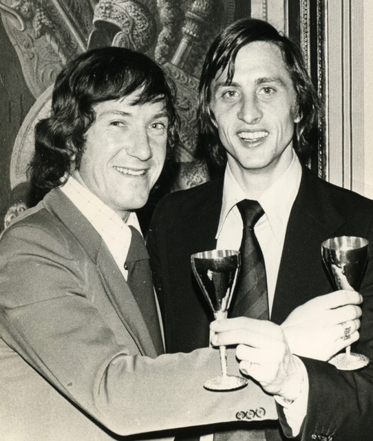 Geordie with the great Dutchman Johan Cruyff